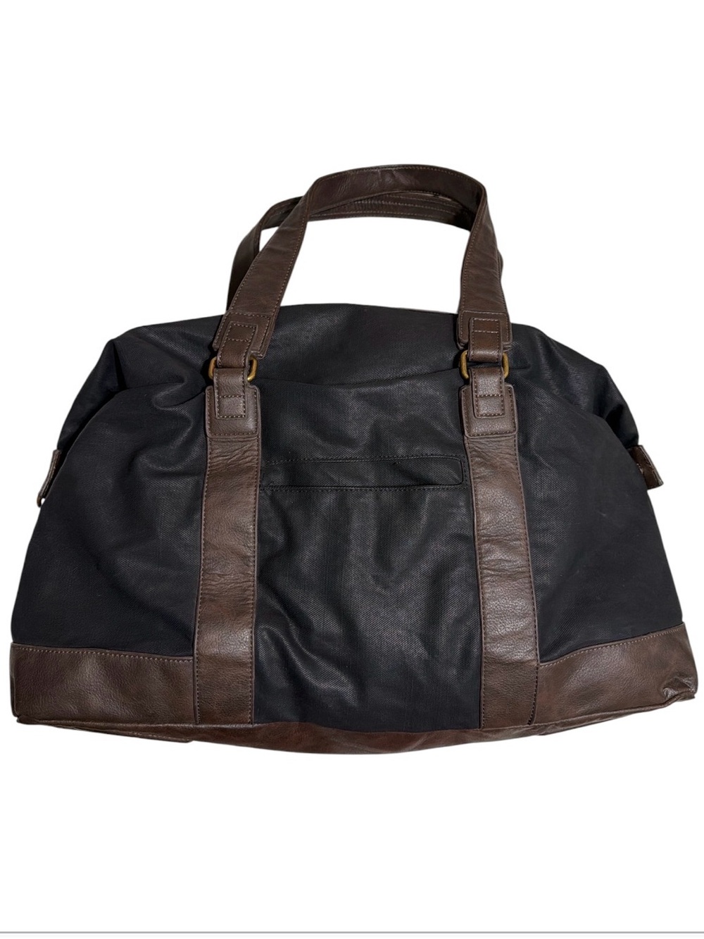 Matt & Nat Black Canvas Duffel with Brown Leather Trim